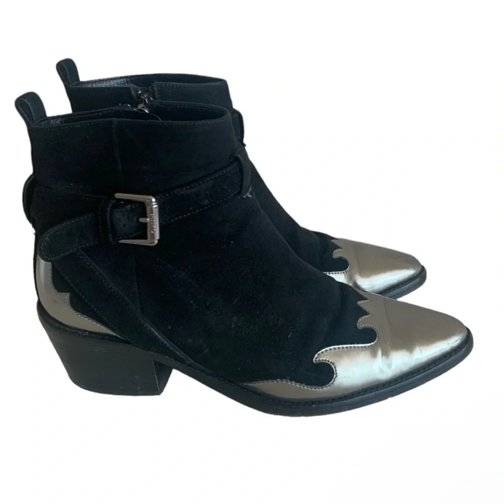 PINKO Cowgirl Western boots women’s black ankle boots GC suede they fit 9 - Picture 3 of 15